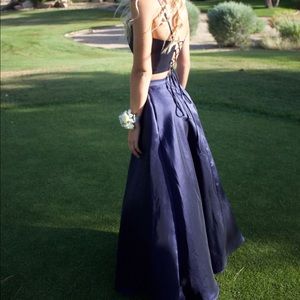 Super cute navy prom two piece dress